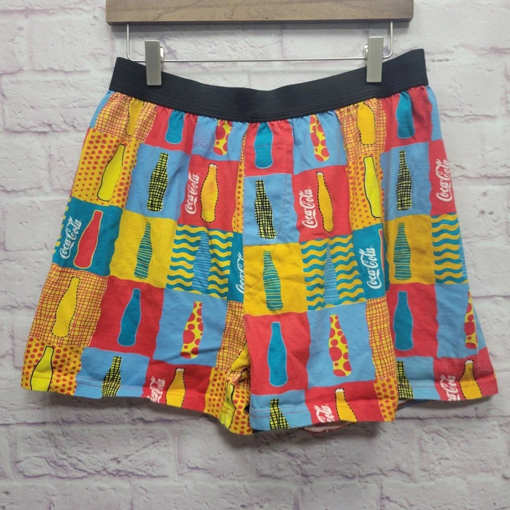 VTG 90s Coca Cola Mens Boxer Shorts Underwear Size‎ L Pop Art Colorful Abstract